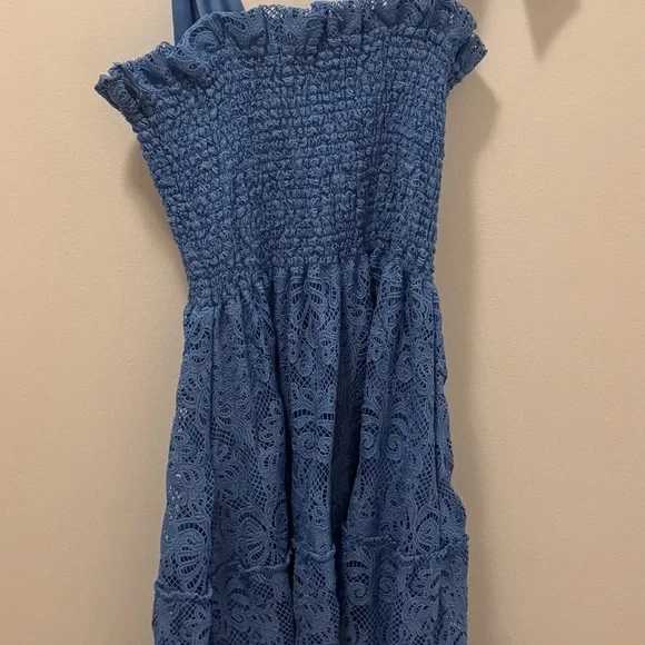 Hill House Blue Lace Dress with Bow Straps - Picture 4 of 6